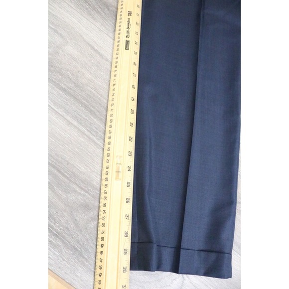 54L Hart Schaffner Marx Navy Wool 2-Piece Suit Trousers Jacket Pants 37 - Picture 14 of 15